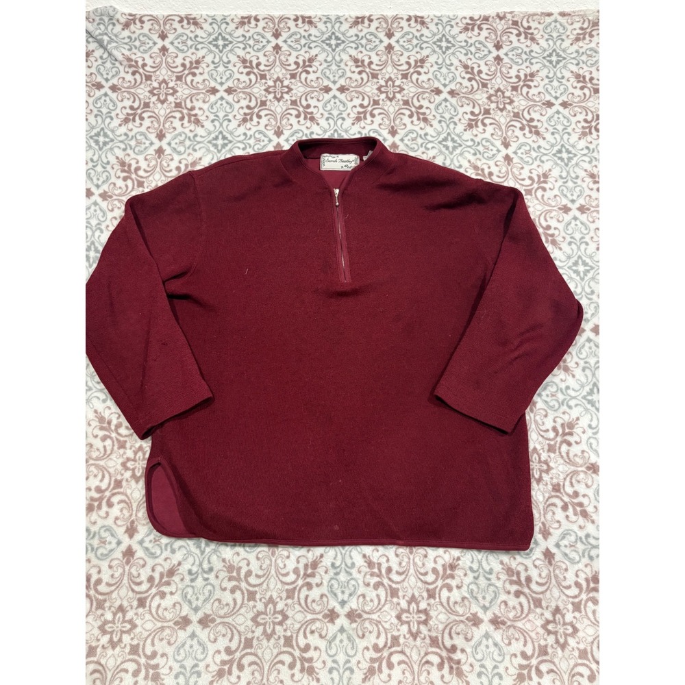 Sarah Bentley Womens Maroon Burgundy Quarter Zip Pullover Sweater Size Medium
